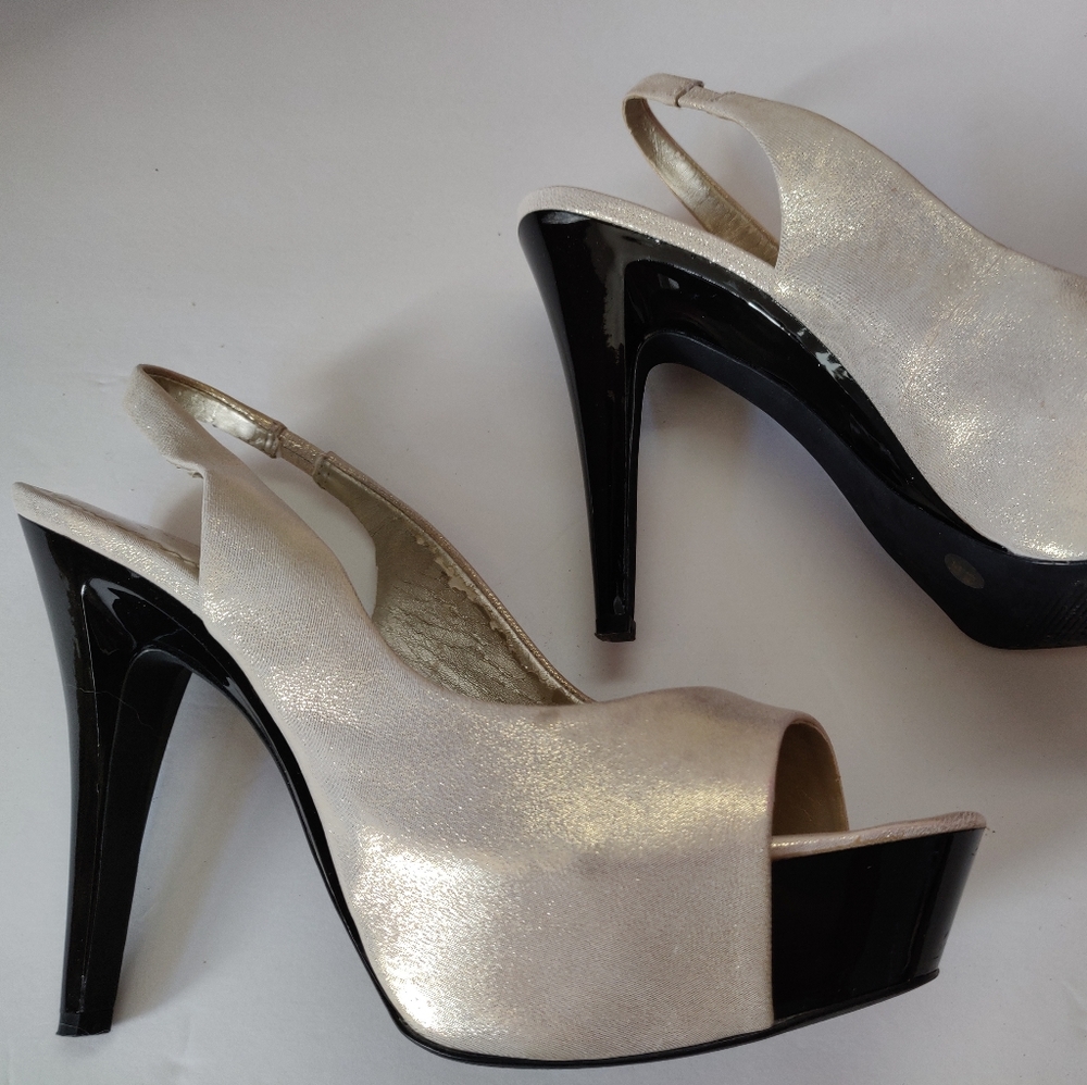 Jessica Simpson Holiday Gold platform heels